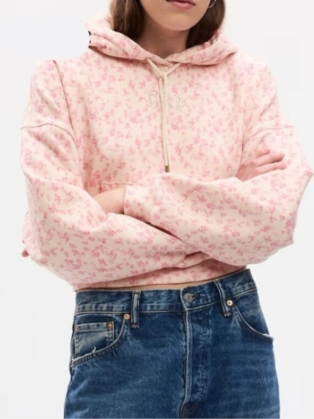 Limited Edition GAP x LoveShackFancy Floral Cropped Logo Hoodie Size M EUC